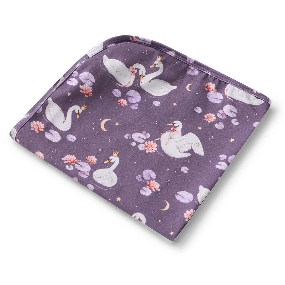 Snuggle Hunny - Midnight Swan Organic Jersey Wrap & Topknot Set
