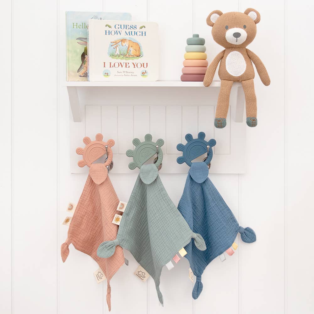 Living Textiles - Silicone Muslin Comfort Teether - Steel Blue