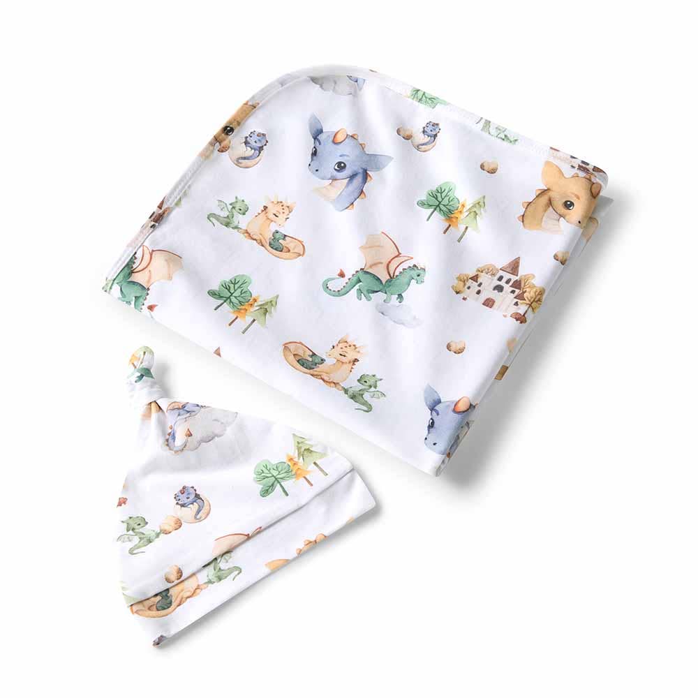 Snuggle Hunny - Dragon Organic Jersey Wrap & Beanie Set