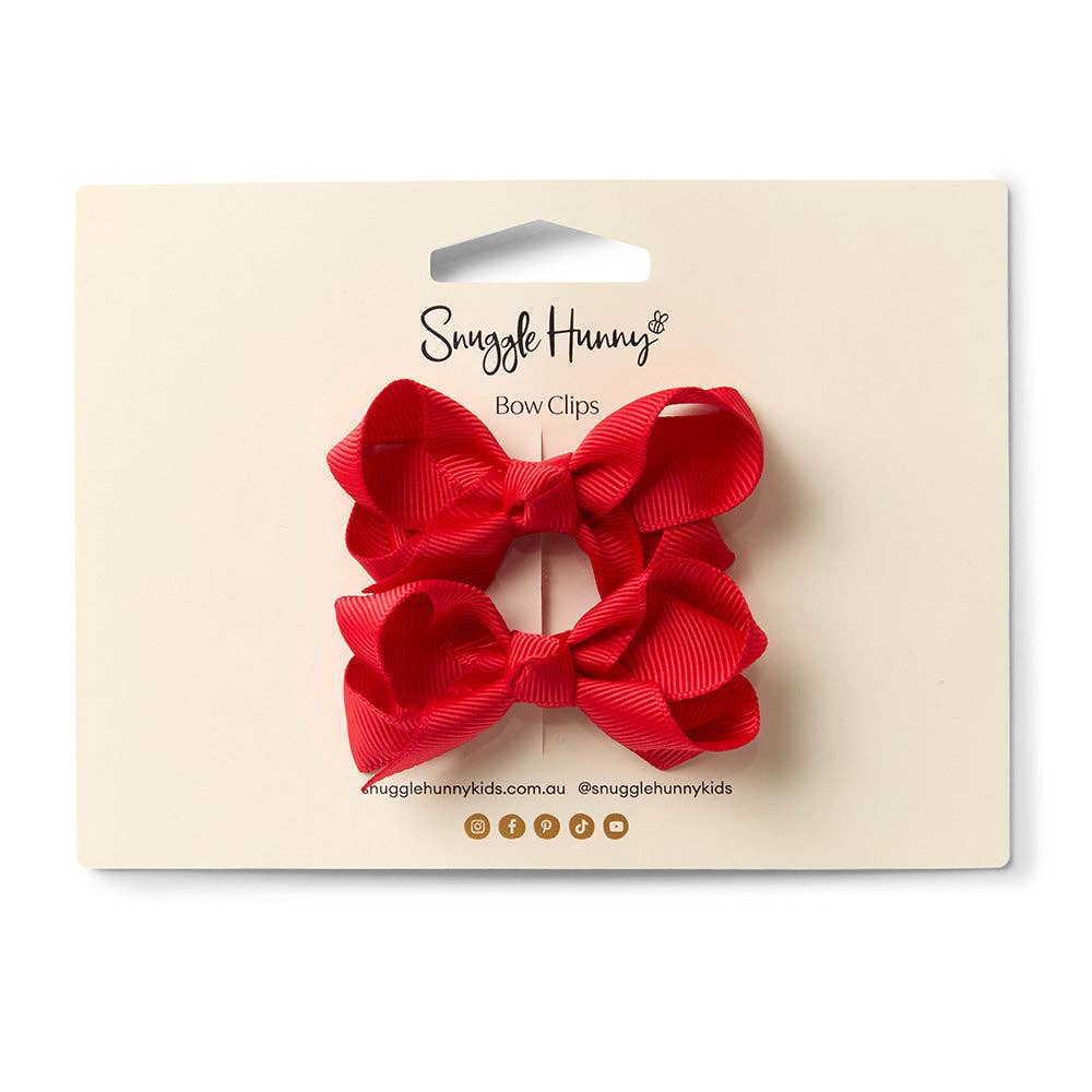 Snuggle Hunny - Red Piggy Tail Hair Clips - Pair
