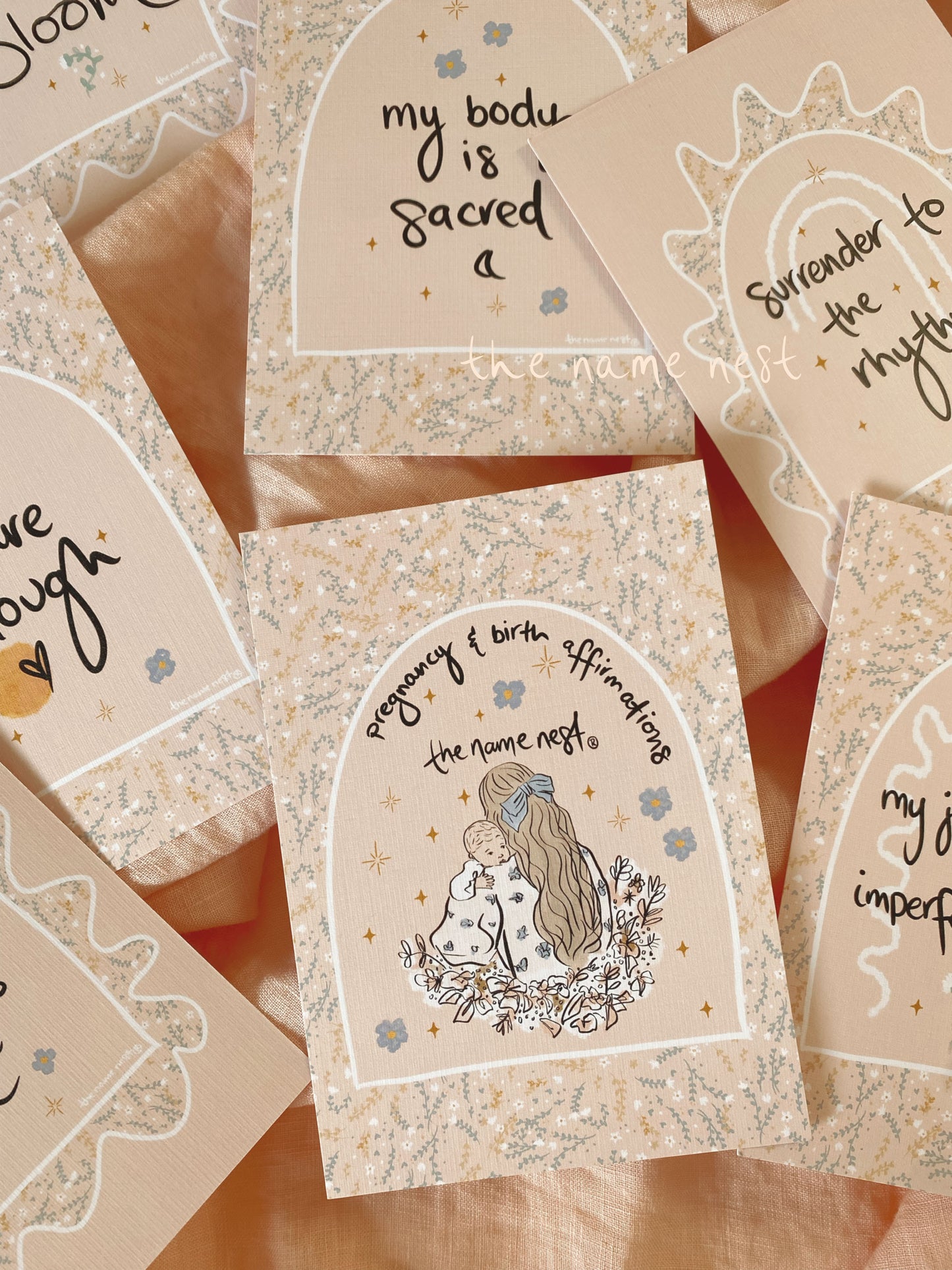 pregnancy and birth affirmation cards
“the name nest”