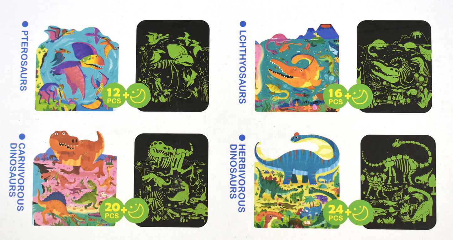 4 IN 1 Dinosaur Glow in the Dark Jigsaw Puzzles
