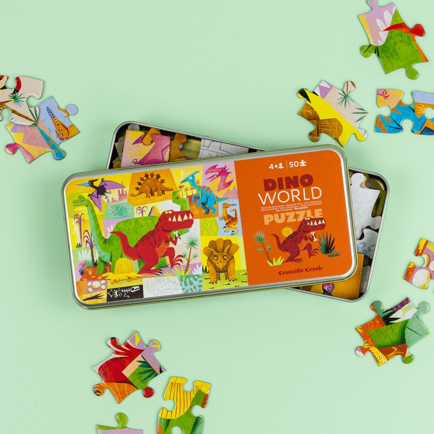 Crocodile Creek - 50-Piece Tin Puzzle - Dino World