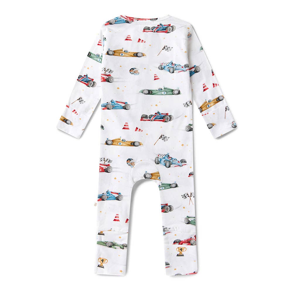 Snuggle Hunny - Little Racers Organic Snugglesuit Convertible Romper