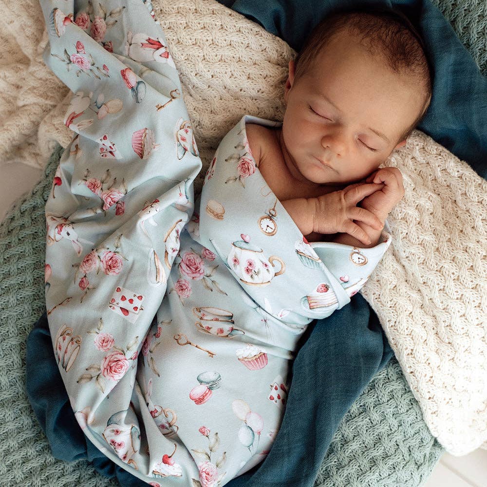 Snuggle Hunny - White Rabbit Organic Jersey Wrap & Beanie Set