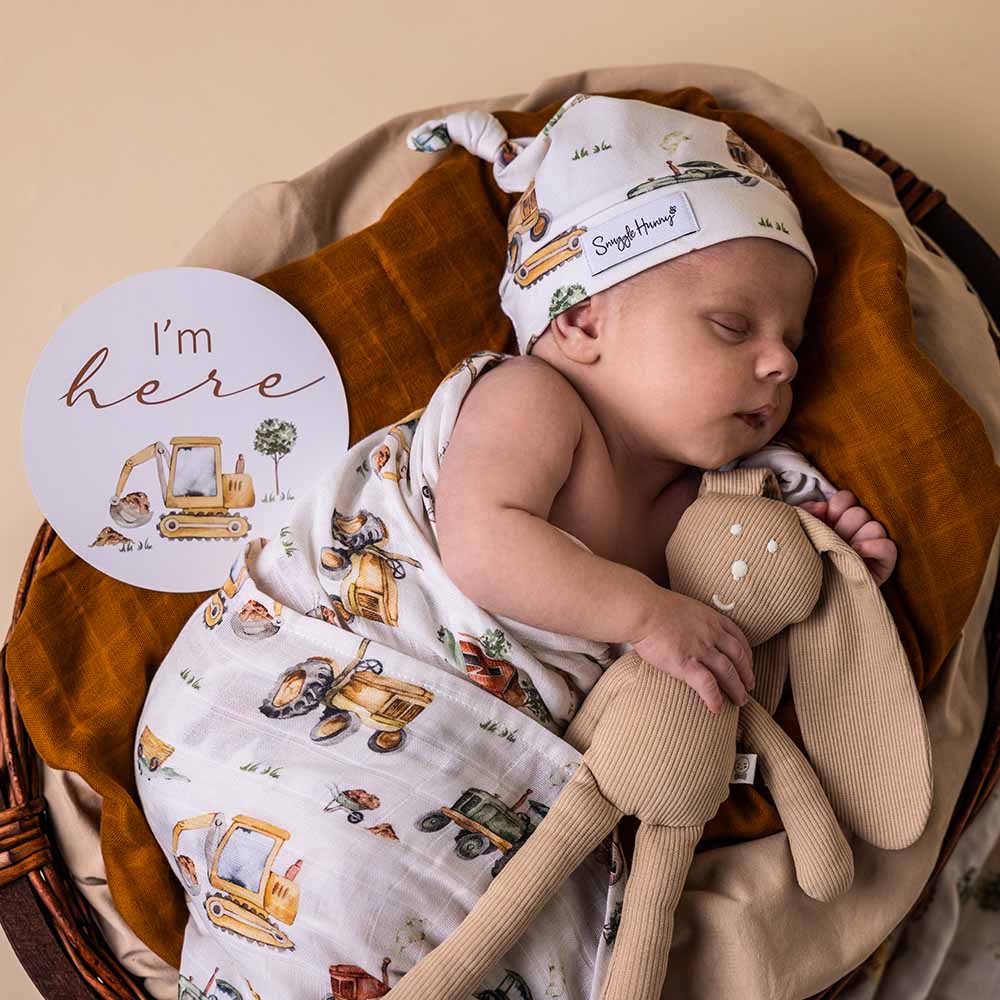 Snuggle Hunny - Diggers & Tractors Organic Muslin Wrap