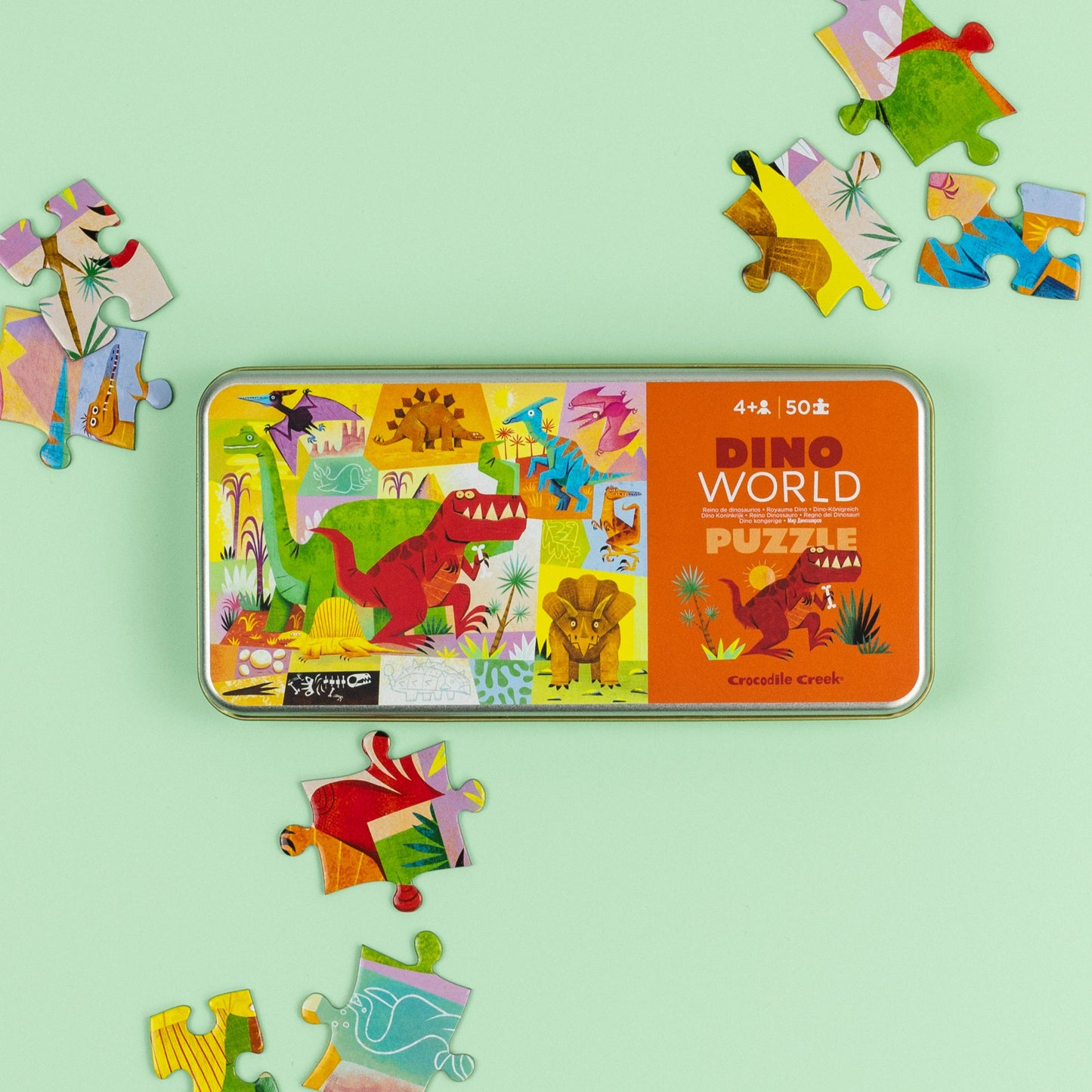 Crocodile Creek - 50-Piece Tin Puzzle - Dino World
