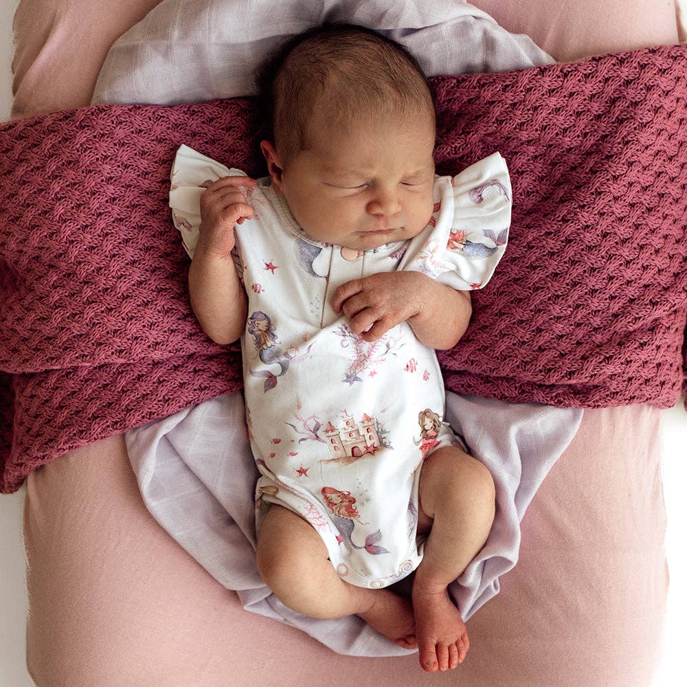 Snuggle Hunny - Mermaid Short Sleeve Organic Bodysuit with Frill