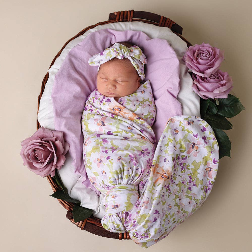 Snuggle Hunny - Isla Organic Jersey Wrap & Topknot Set