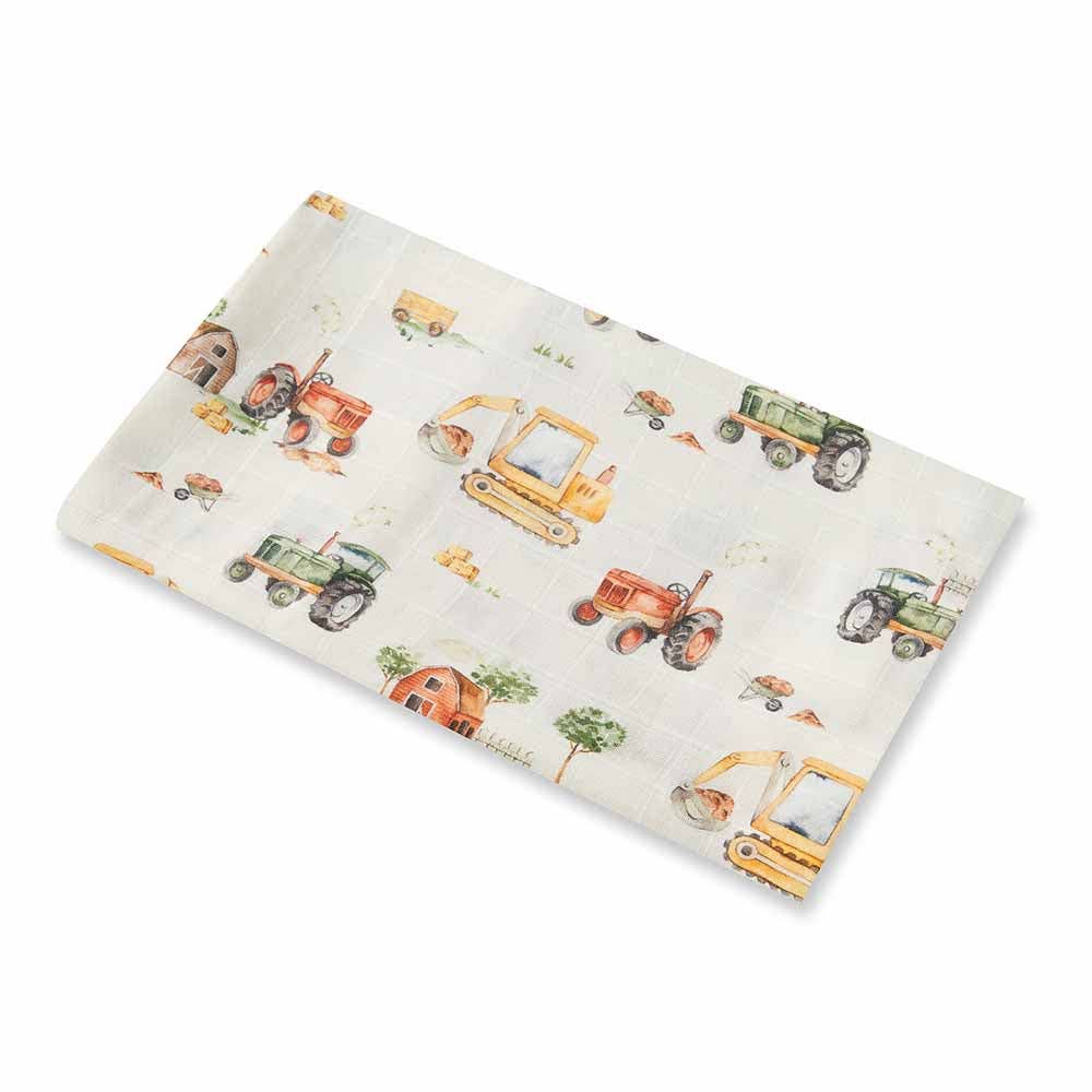 Snuggle Hunny - Diggers & Tractors Organic Muslin Wrap