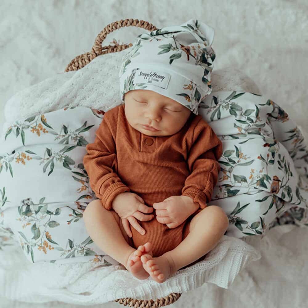 Snuggle Hunny - Eucalypt Baby Jersey Wrap & Beanie Set