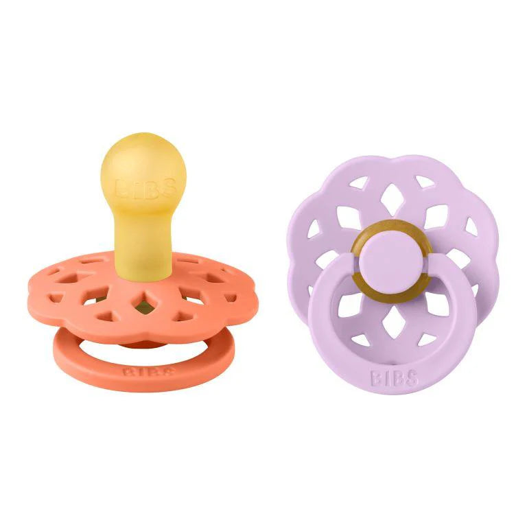 BIBS Boheme Pacifier - Round S1 - Papaya/Violet Sky 2 pk