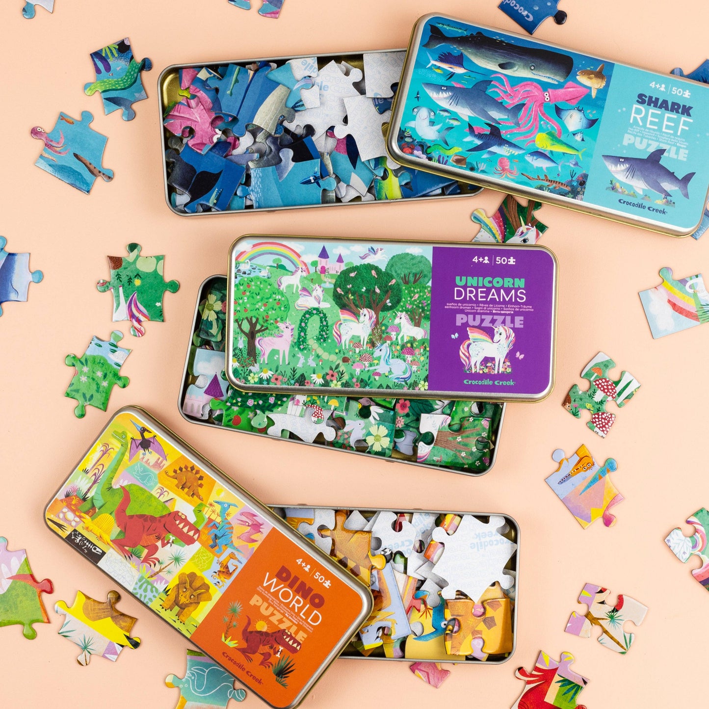 Crocodile Creek - 50-Piece Tin Puzzle - Dino World