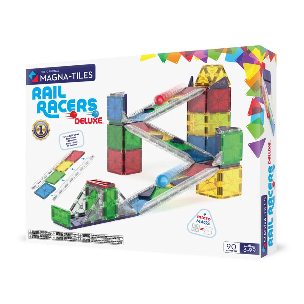 “PRE ORDER” MAGNA-TILES Rail Racers Deluxe 90-Piece Magnetic Construction Set.