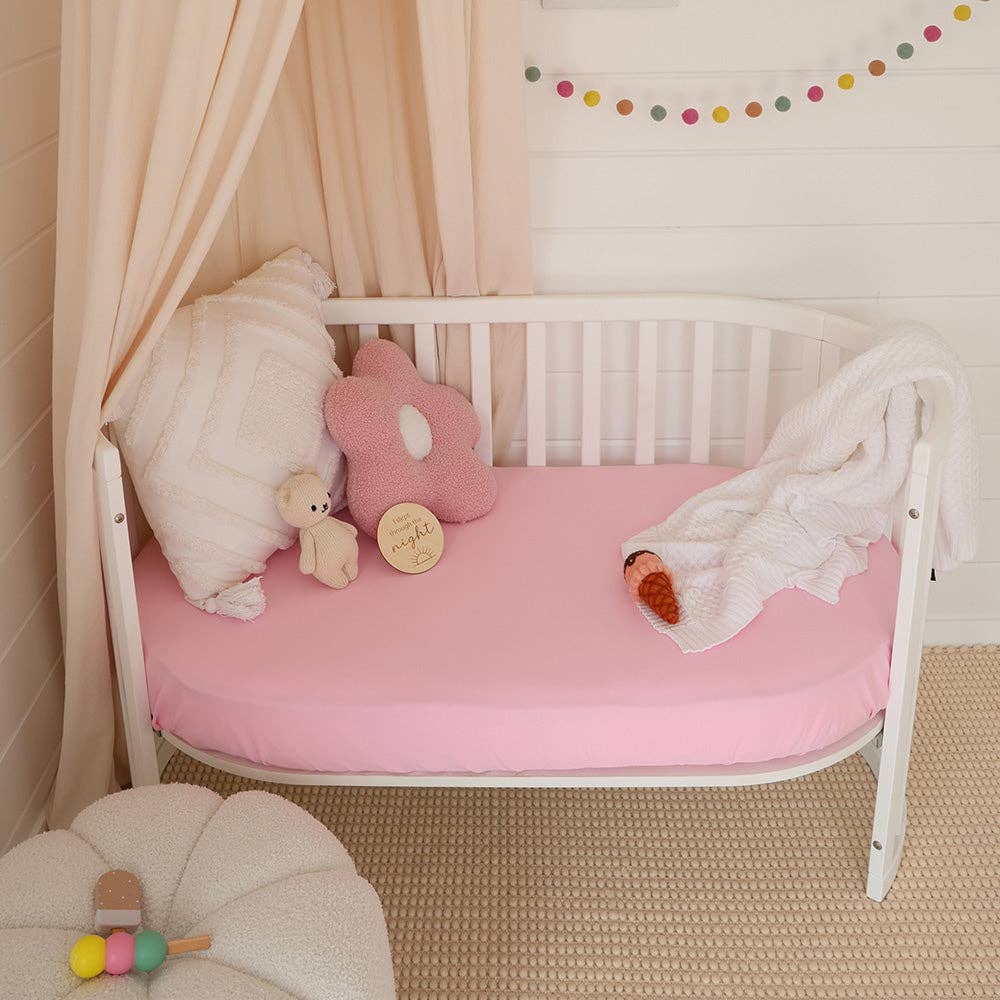 Snuggle Hunny - Bubblegum Organic Fitted Cot Sheet - Bambam Kids Toys