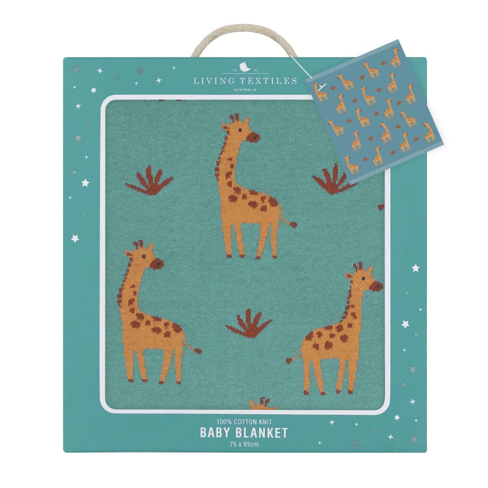 Living Textiles - 100% Cotton Knit Baby Blanket -Giraffe