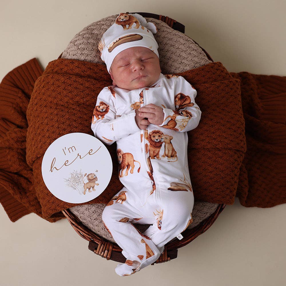 Snuggle Hunny - Lion Organic Snuggle Sleepsuit Zip Footie