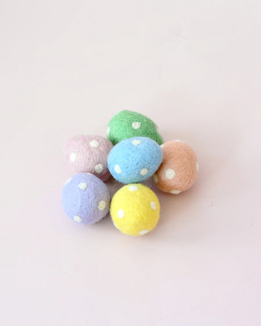 Felt Polka Dot Eggs (ea) - Tara Treasures