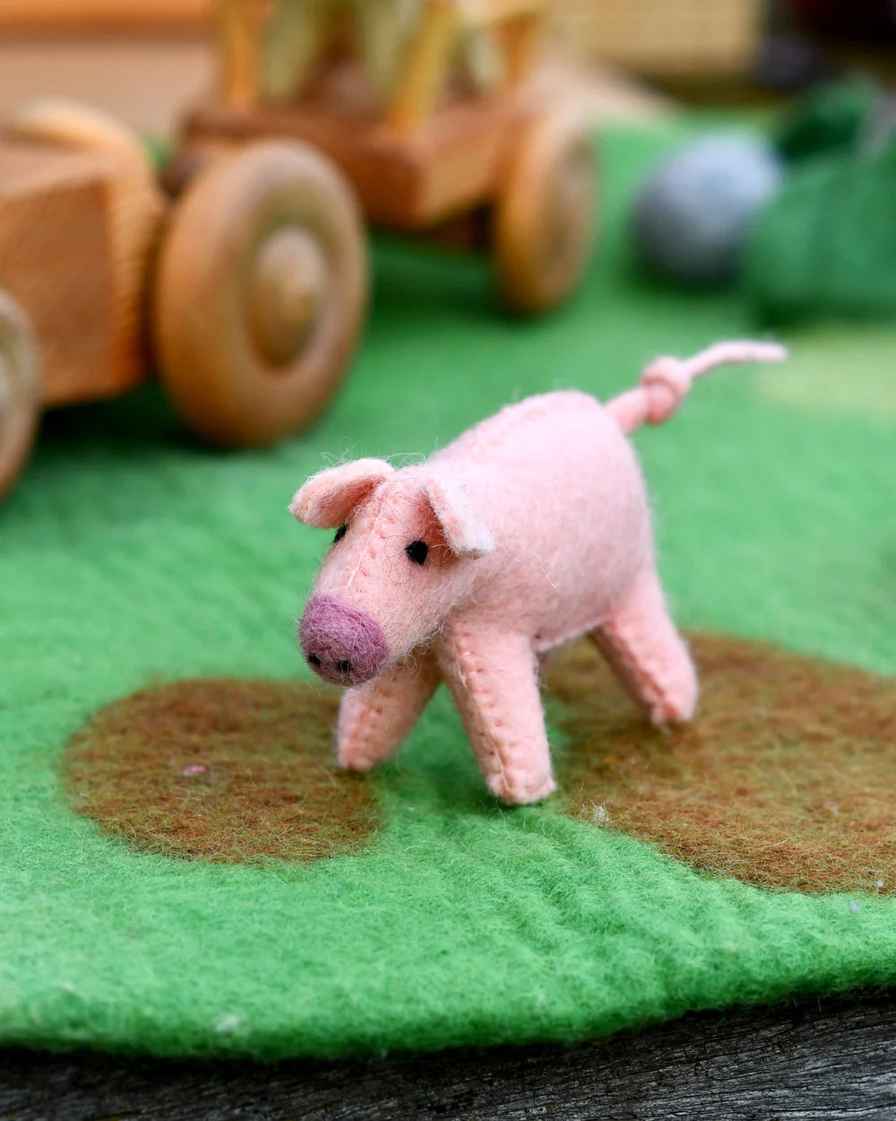 Felt Pink Pig Farm Animal - Tara's Treasure