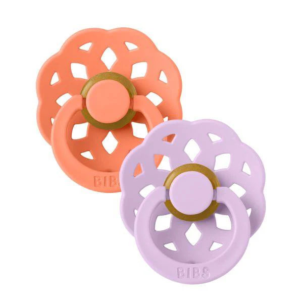 BIBS Boheme Pacifier - Round S1 - Papaya/Violet Sky 2 pk