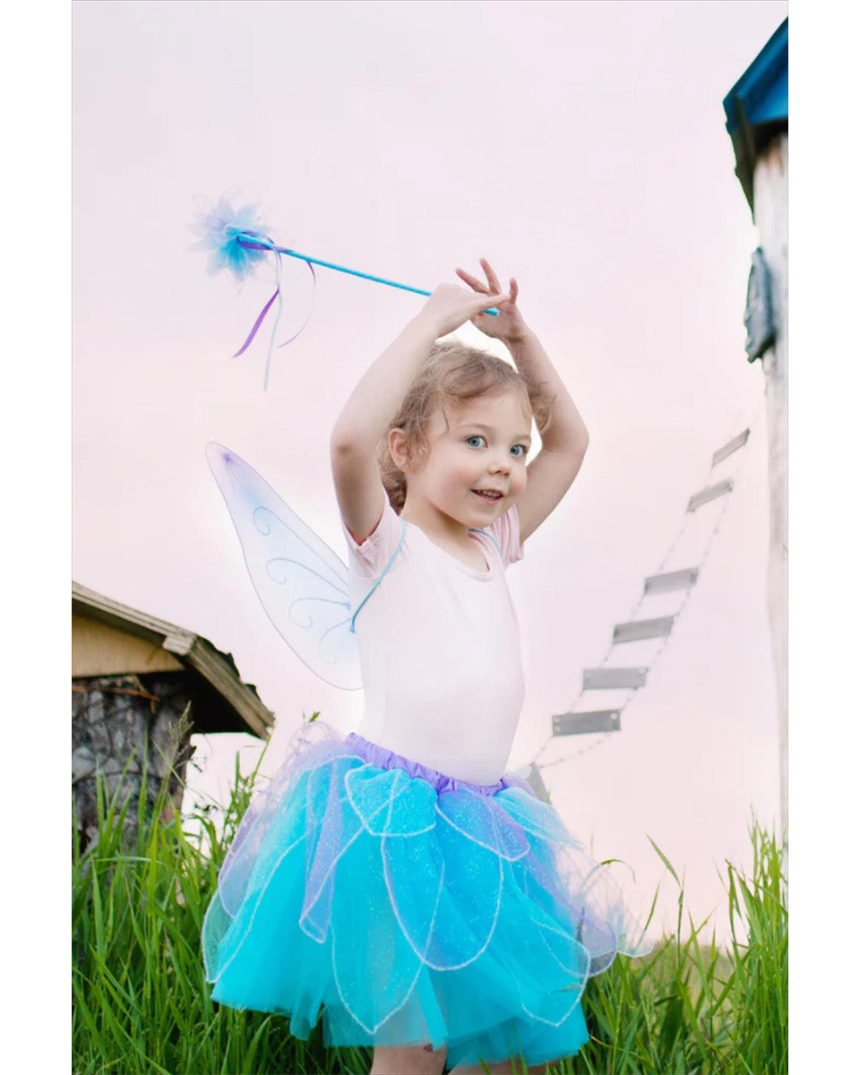 Great Pretenders Costume Set Blue Fancy Flutter Skirt with Wings & Wand (4-6)