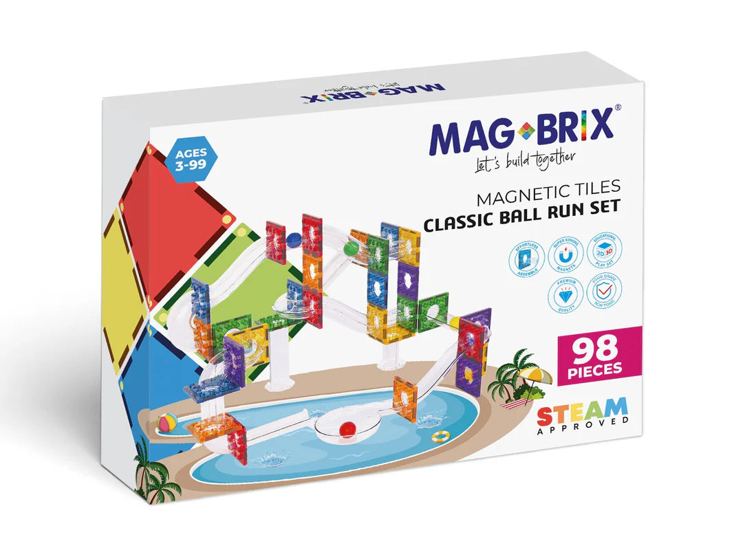 MAGBRIX® 98 Pcs Classic Ball Run + Free 16pcs Pipe Connector Pack