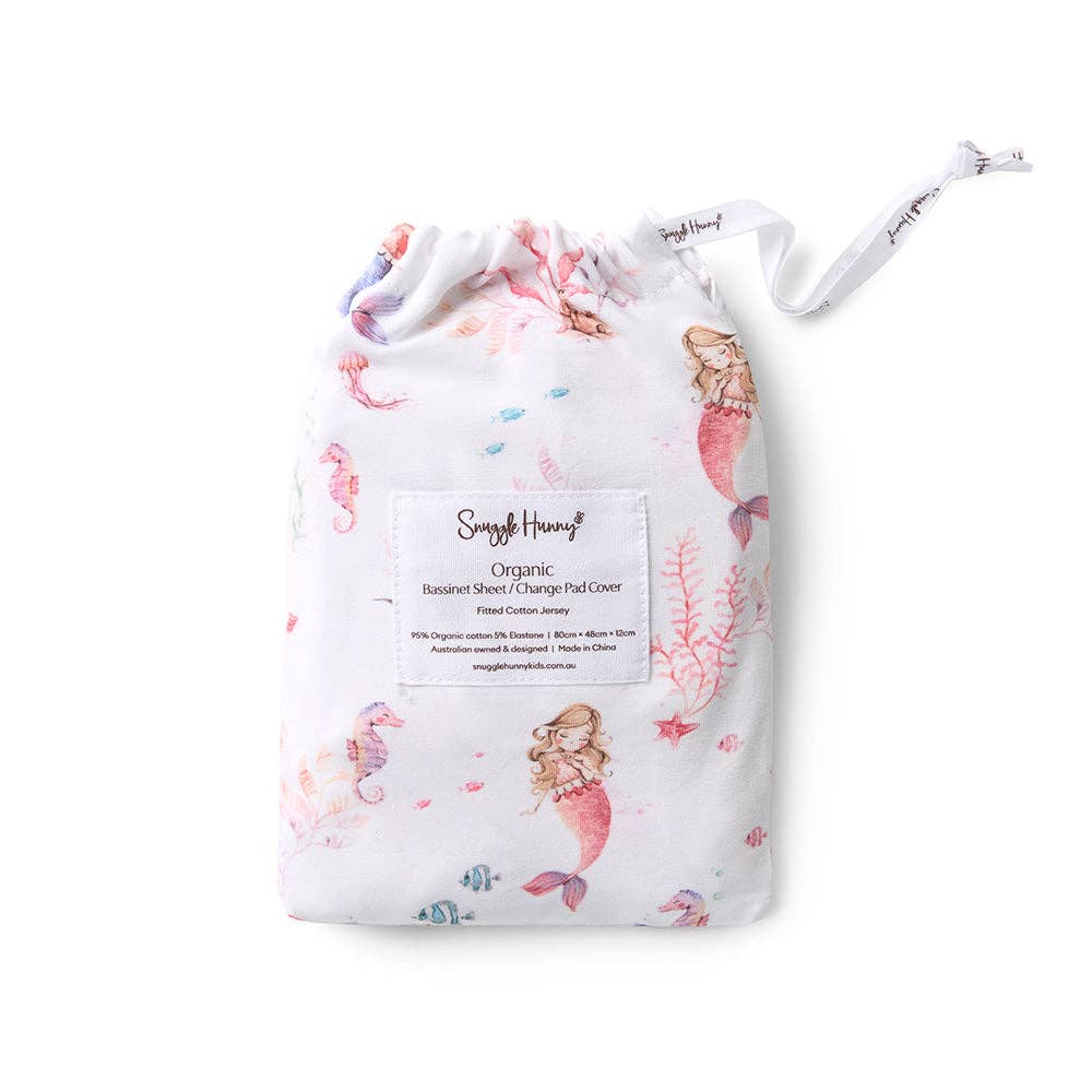 Snuggle Hunny - Mermaid Organic Bassinet Sheet / Change Pad Cover