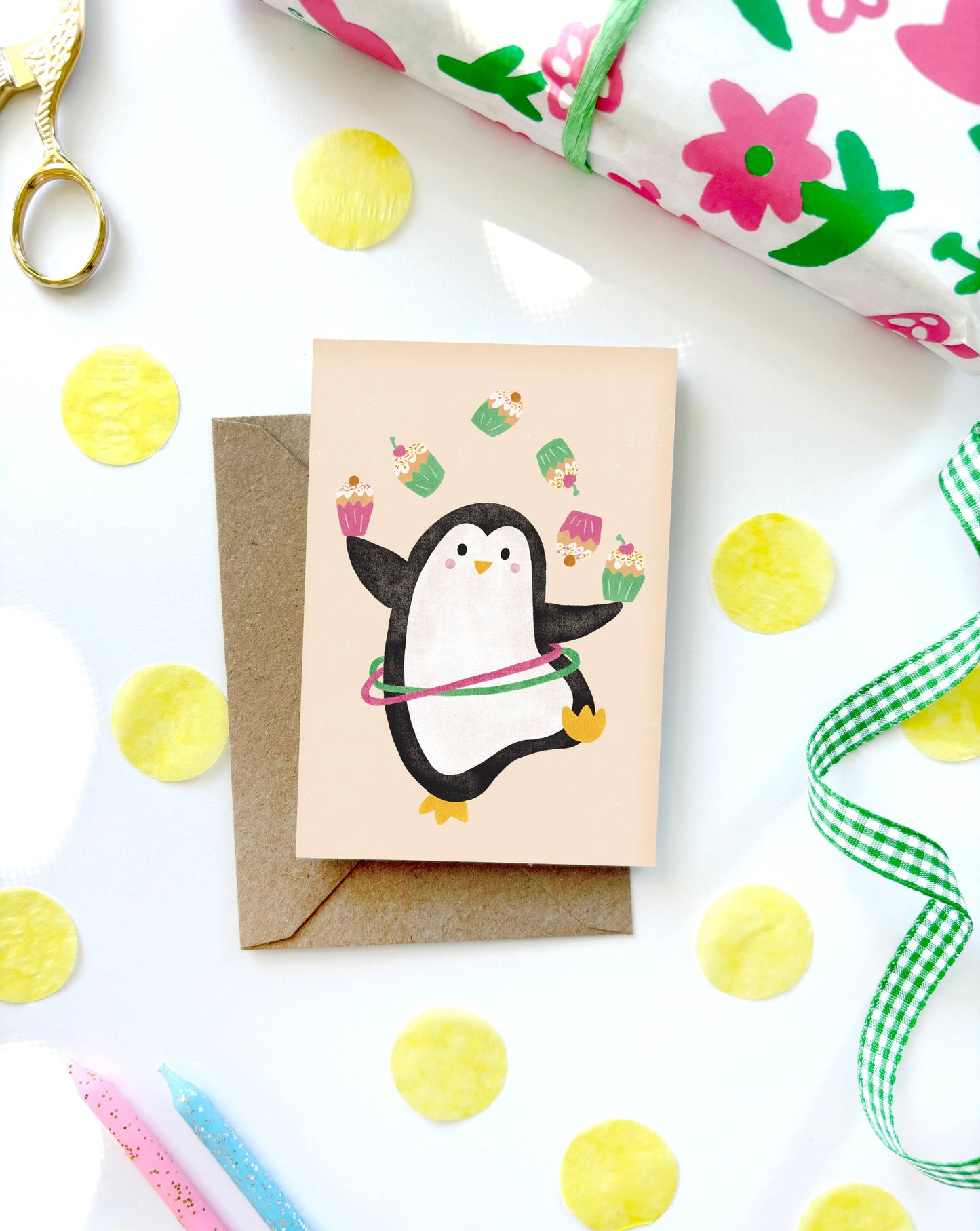 Lauren Sissons Studio - Penguin Mini Card - Illustrated Cute Kids Birthday Fun