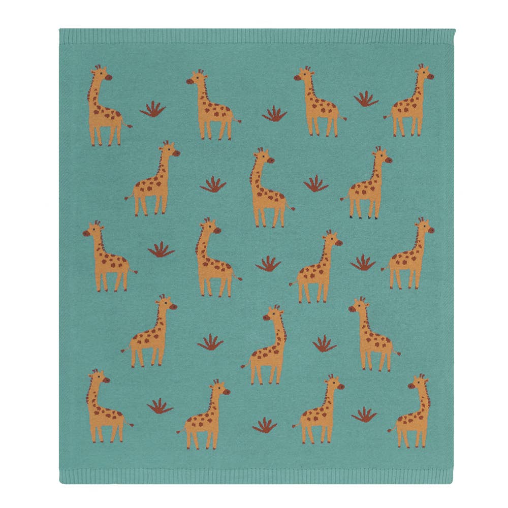 Living Textiles - 100% Cotton Knit Baby Blanket -Giraffe