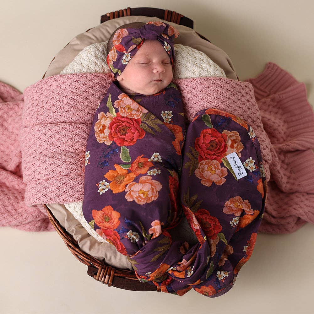 Snuggle Hunny - Sienna Organic Jersey Wrap & Topknot Set