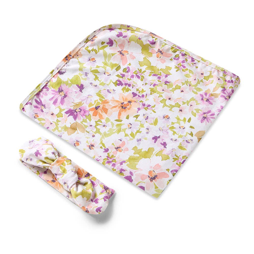 Snuggle Hunny - Isla Organic Jersey Wrap & Topknot Set