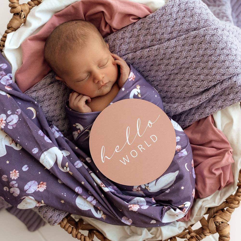 Snuggle Hunny - Midnight Swan Organic Jersey Wrap & Topknot Set