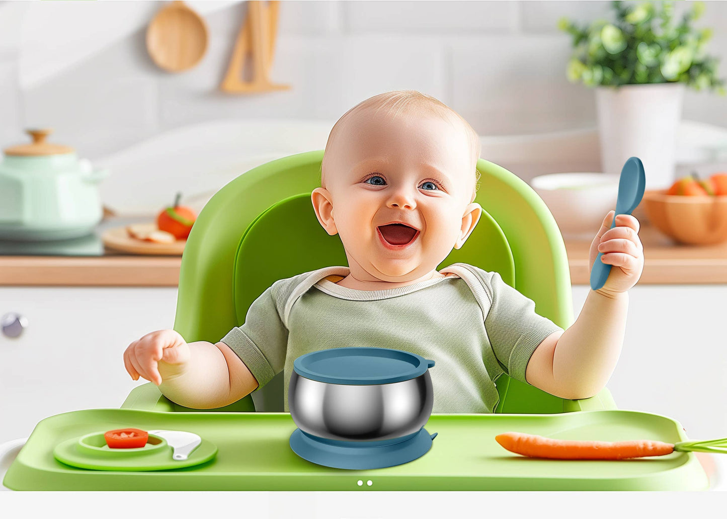 Lion & Lady Stainless Steel Feeding Bowl with silicone suction base