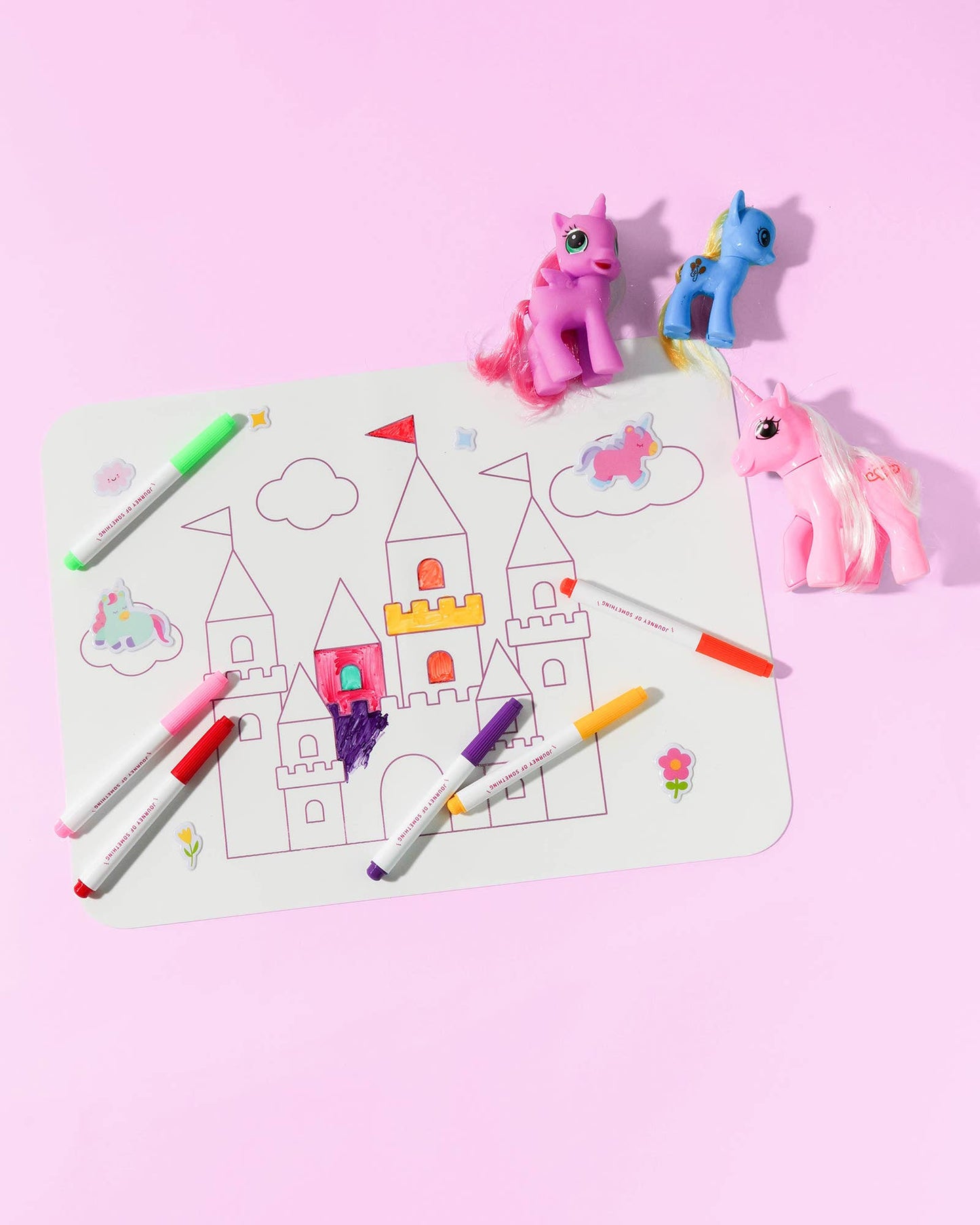 Wipeable Silicone Colouring Mat - Unicorn Castle
