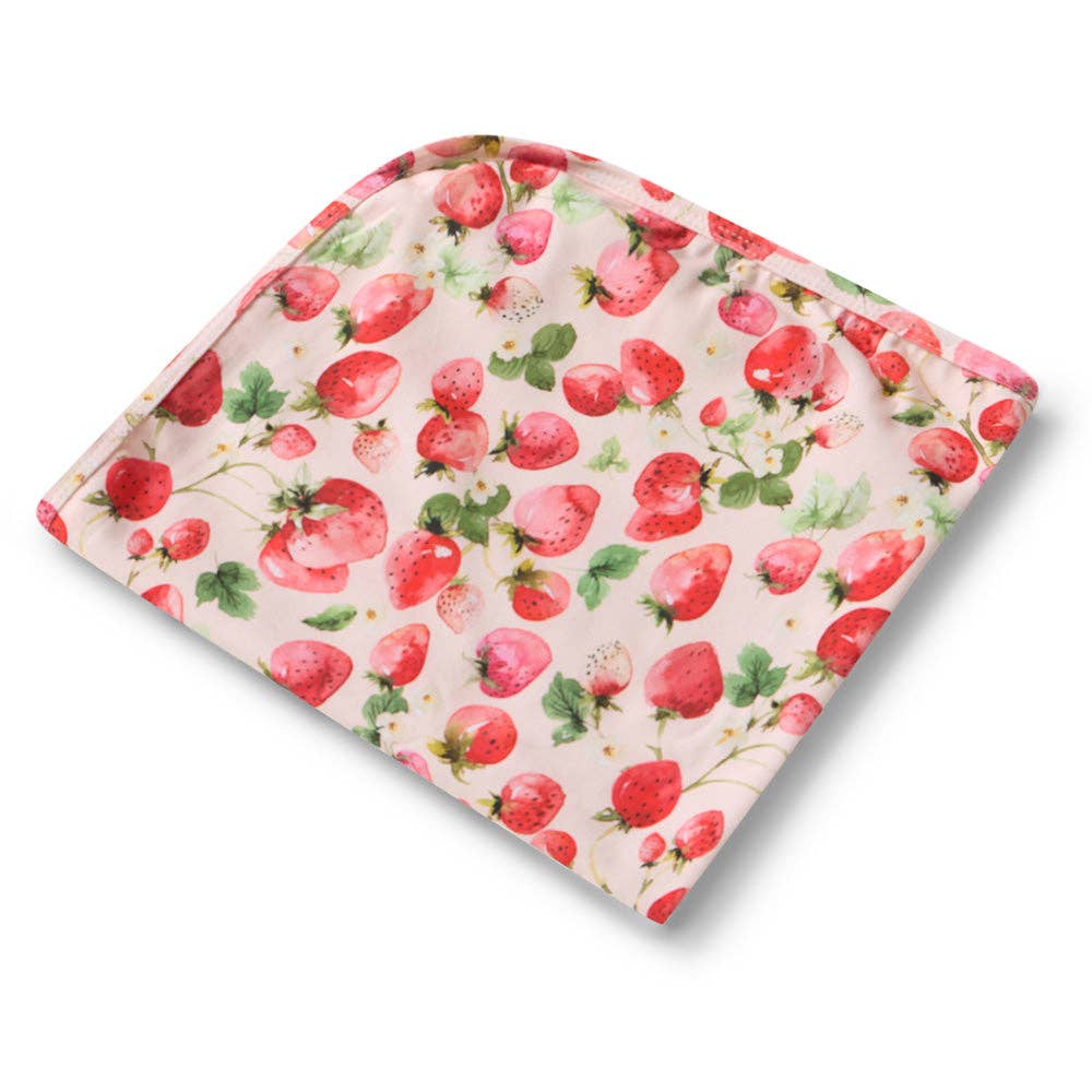Snuggle Hunny - Strawberry Organic Jersey Wrap & Topknot Set