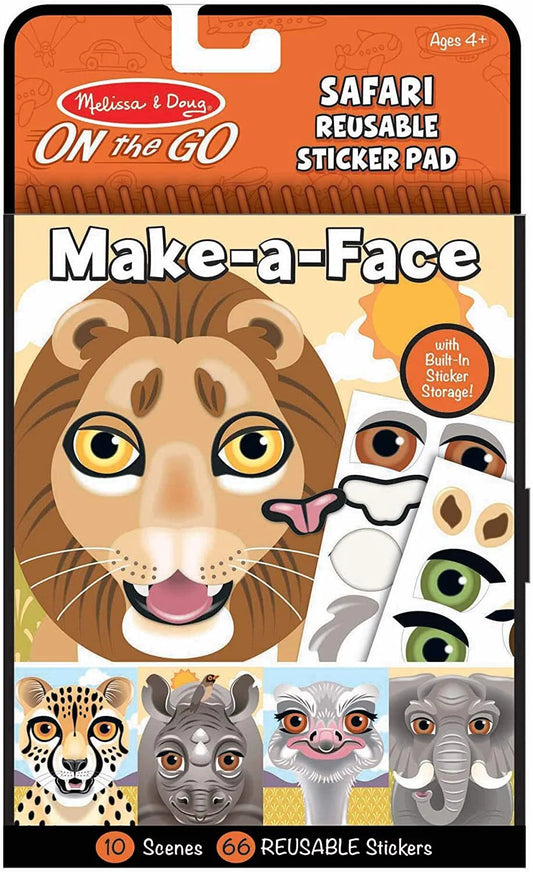 Make-a-Face Safari Reusable Sticker Pad