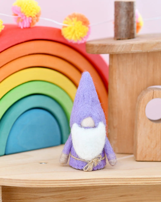 Felt Gnome Peg Doll - Pastel Purple