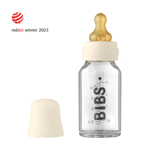 Baby Glass Bottle 110ml Complete Set - Ivory