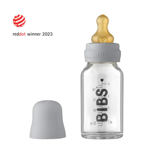 Baby Glass Bottle 110ml Complete Set - Cloud