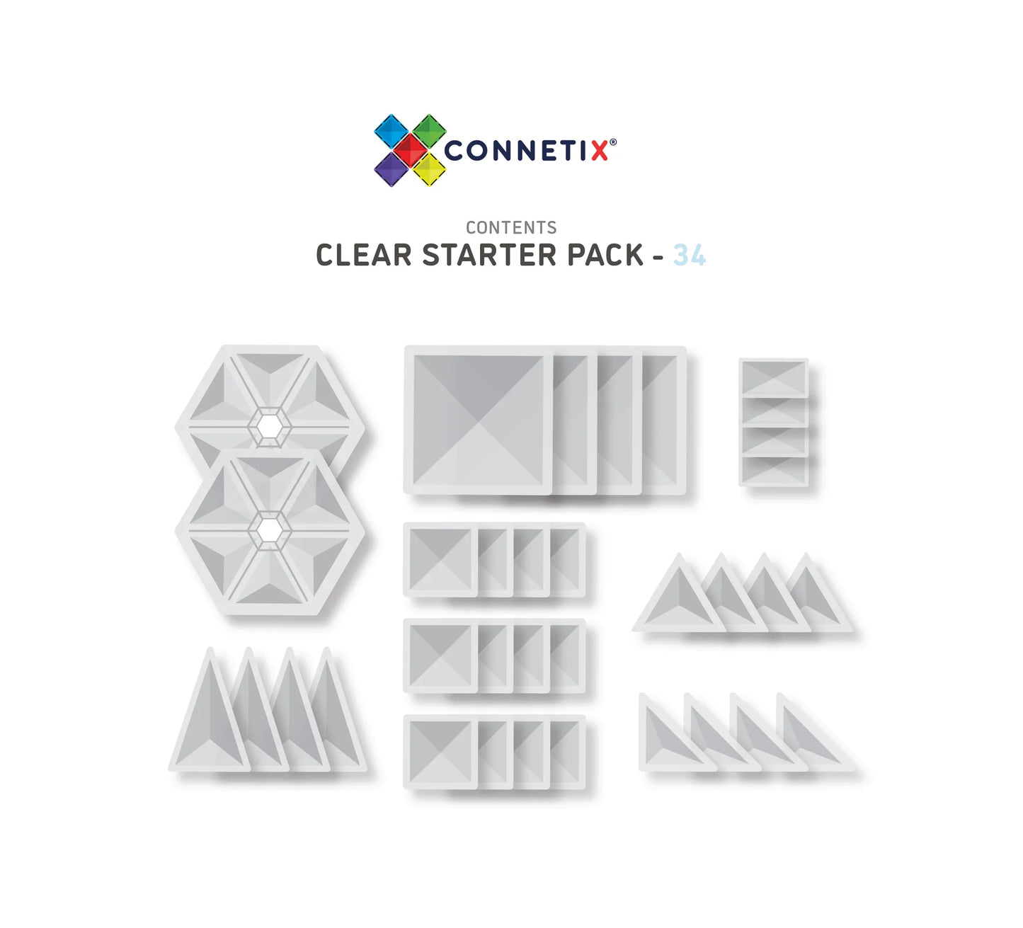 Connetix Tiles Clear Starter Pack 34pc