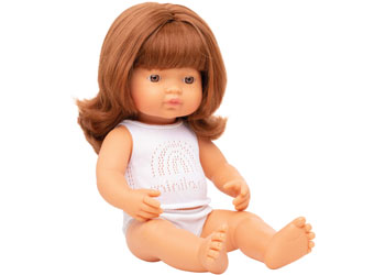 Miniland Doll - Caucasian Baby Girl Red Head 38cm