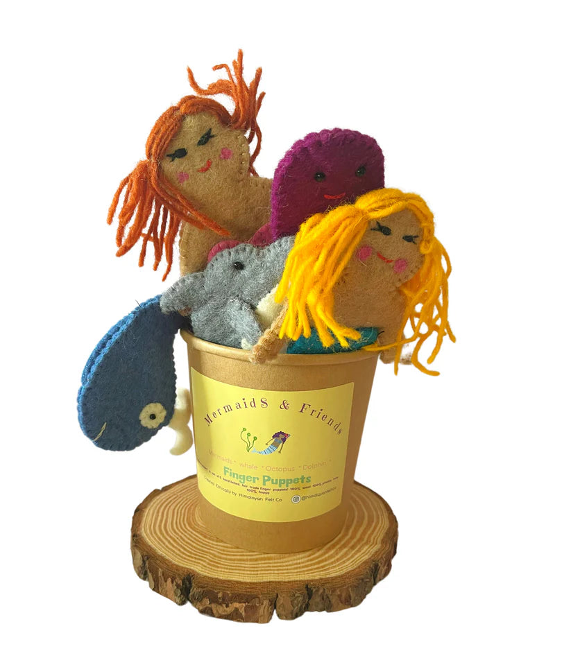 Mermaid Friends Finger Puppet Set - Himalayan Felt Co