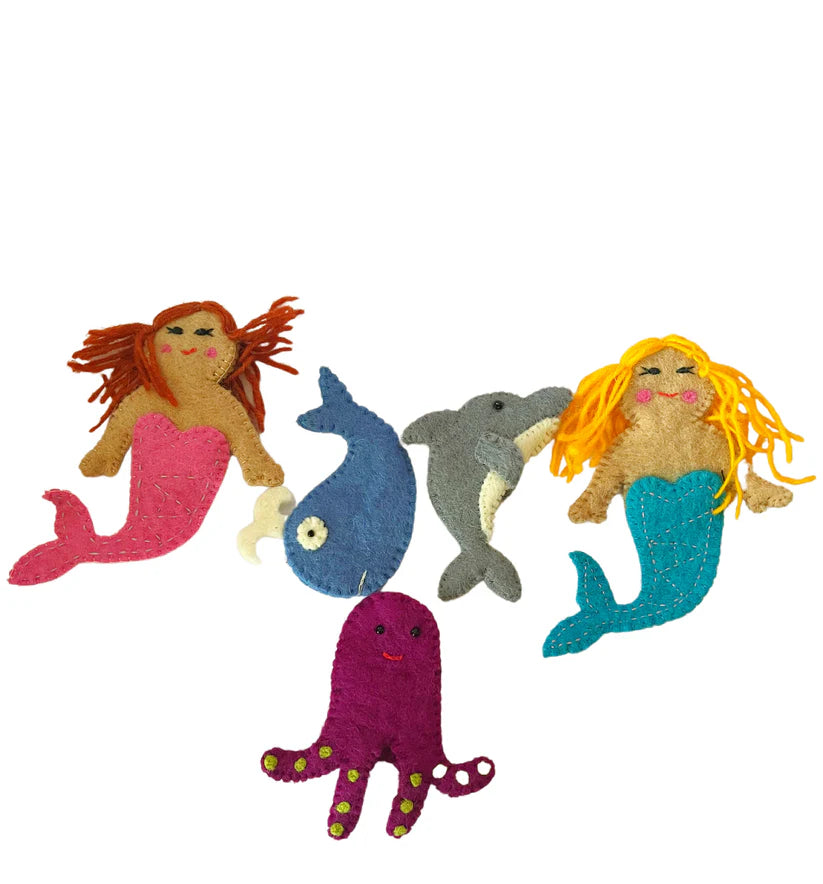 Mermaid Friends Finger Puppet Set - Himalayan Felt Co