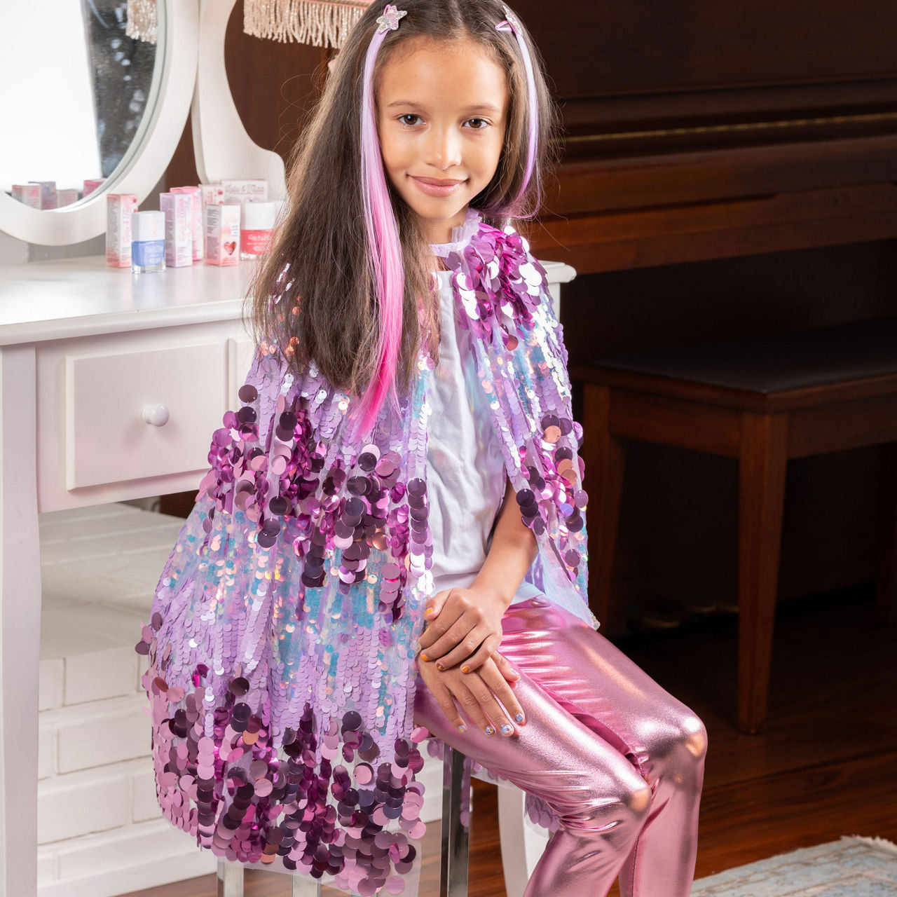 5th Avenue Purple Pailette Cape Size 4-6