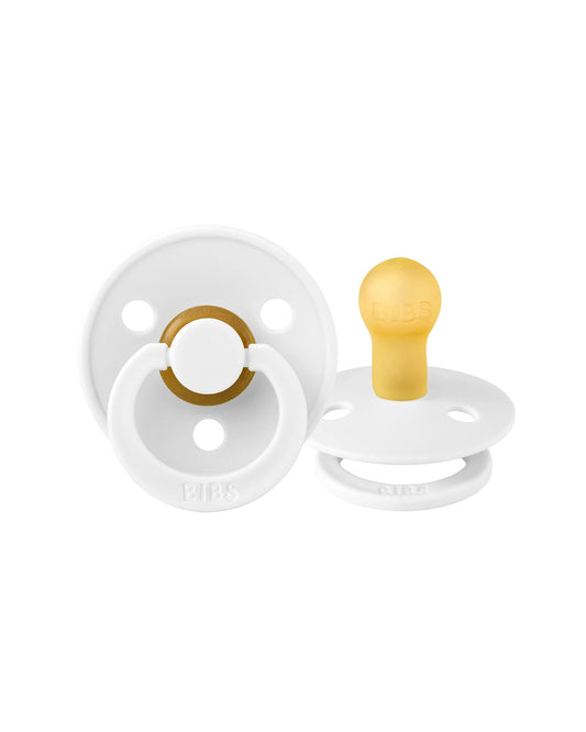 BIBS Colour Pacifier - Round S1 - White 2pk
