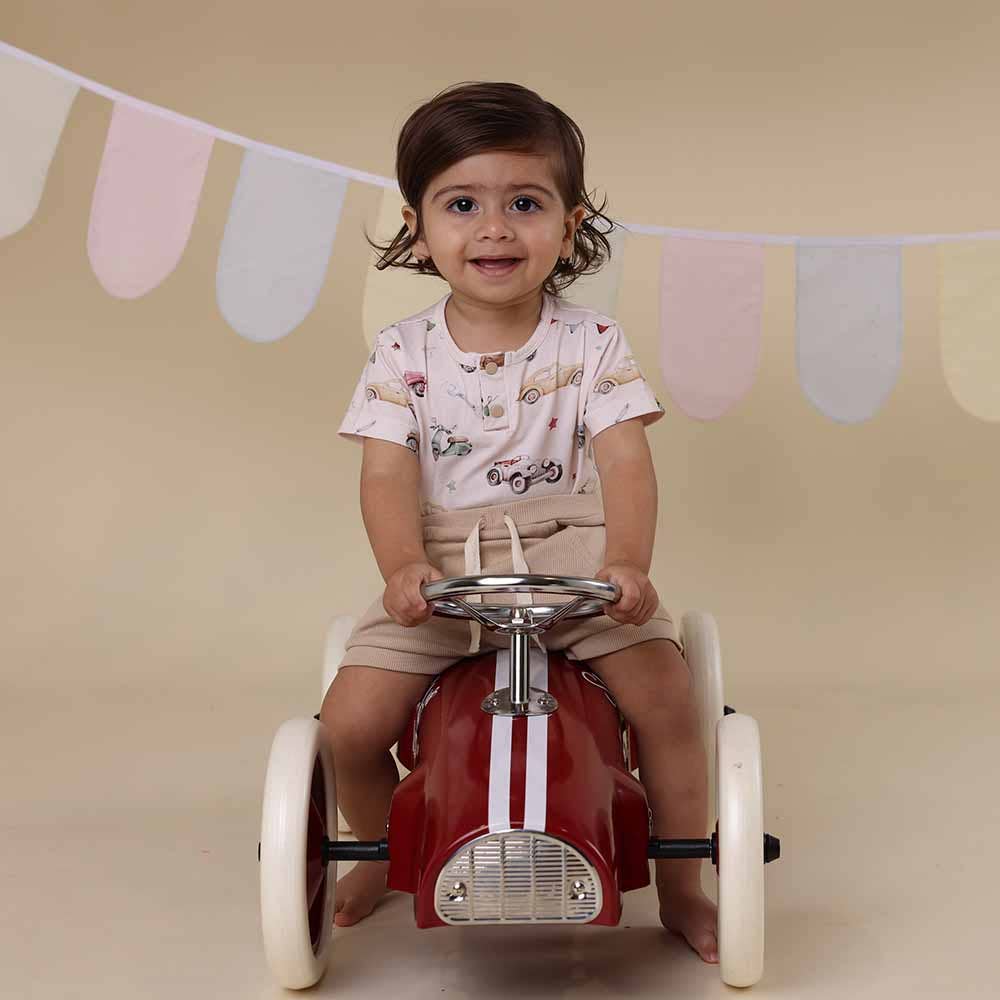 Snuggle Hunny - Vintage Cars Short Sleeve Organic Bodysuit