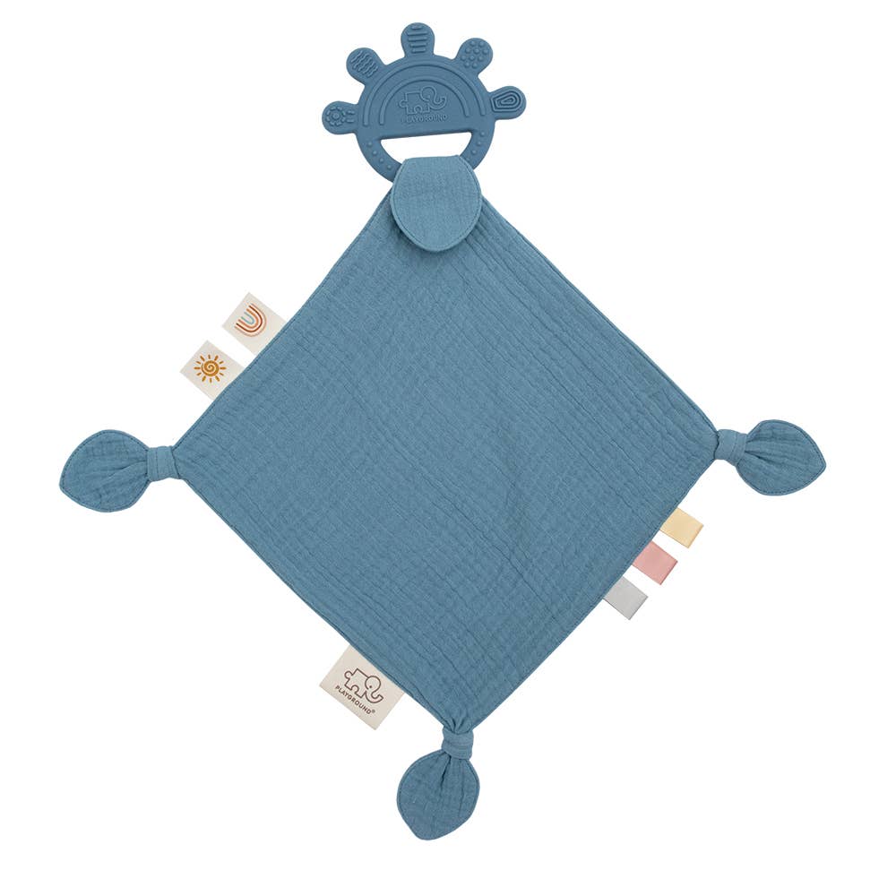 Living Textiles - Silicone Muslin Comfort Teether - Steel Blue