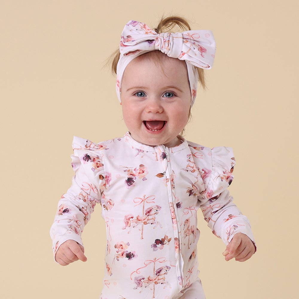 Snuggle Hunny - Carousel Organic Snugglesuit Convertible Romper with Frill