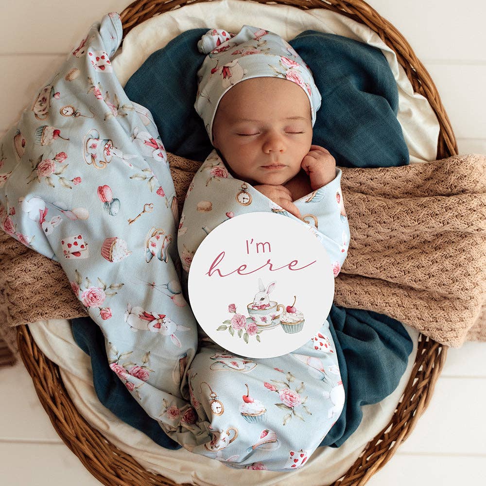 Snuggle Hunny - White Rabbit Organic Jersey Wrap & Beanie Set