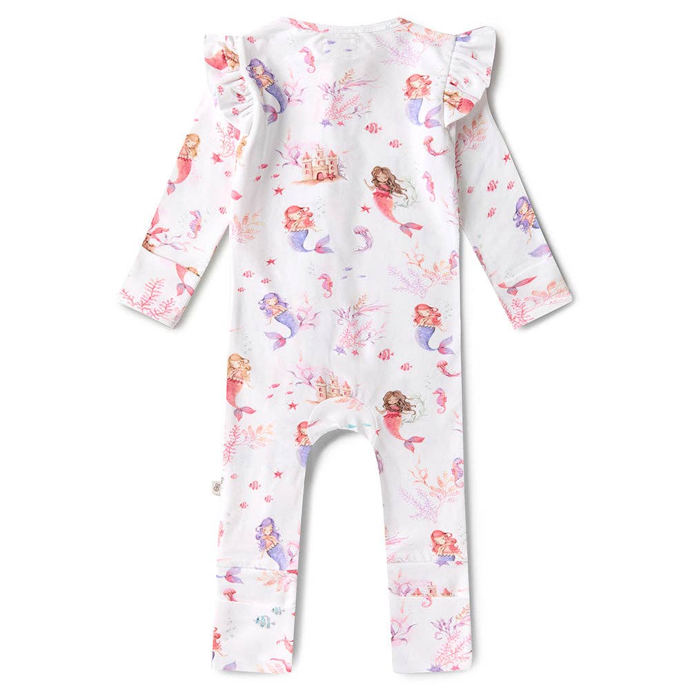 Snuggle Hunny - Mermaid Organic Snugglesuit Convertible Romper with Frill